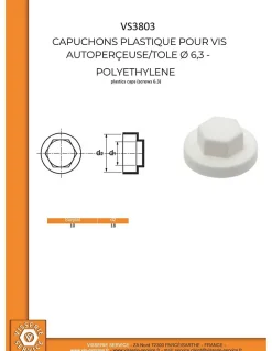 Capuchon plastique Vis Diamètre 6.3 Surplat 10 RAL8012 brun rouge - 30 pièces