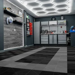 Carrelage de Sol Ventilé Pour Garage Avec Bordure (90 x Noir & 30 Gris)
