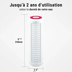 Cartouche filtrante lavable 9''3/4 en polyamide filtre à eau sous évier - 250 µm