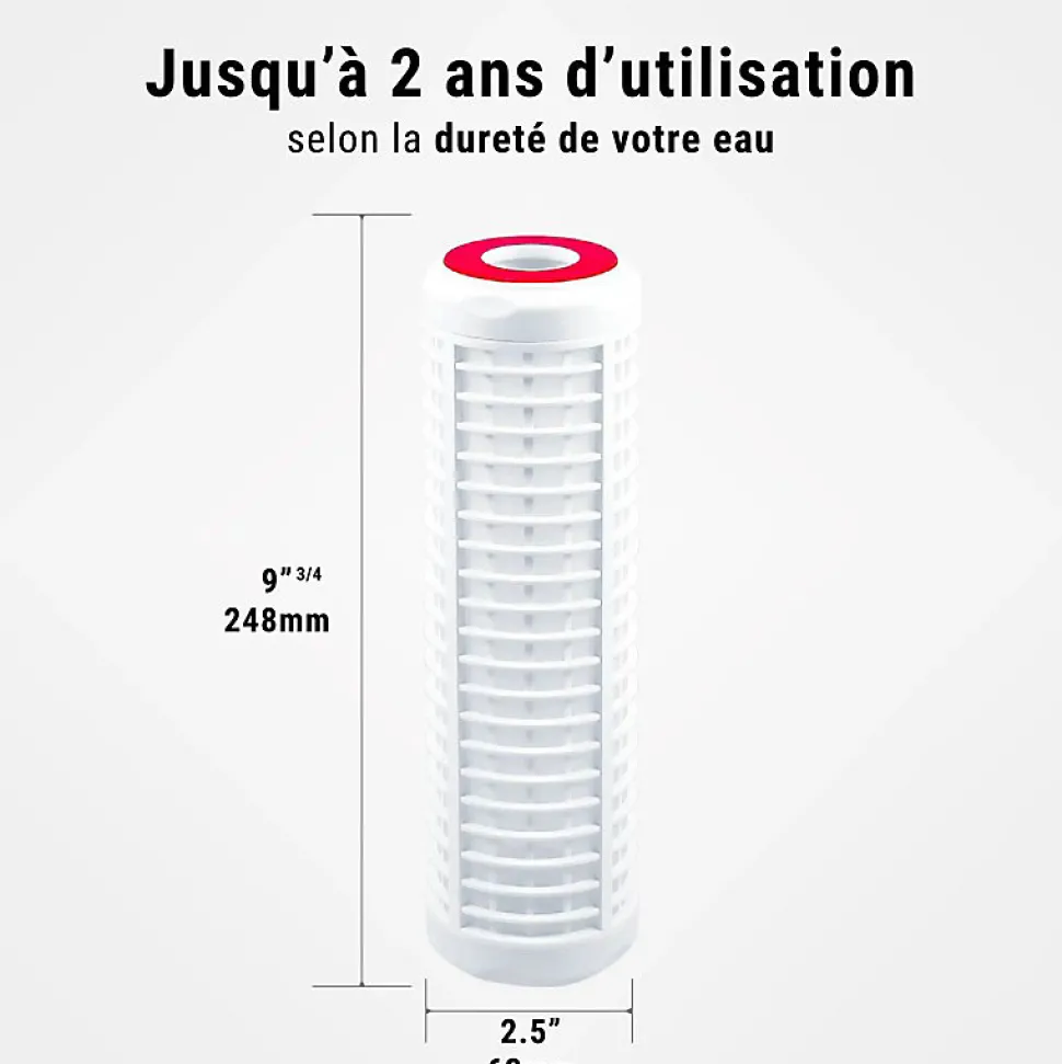 Cartouche filtrante lavable 9''3/4 en polyamide filtre à eau sous évier - 250 µm