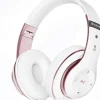 Casque Bluetooth sans Fil 40 Heures avec Microphone HD Intégré rose blanc