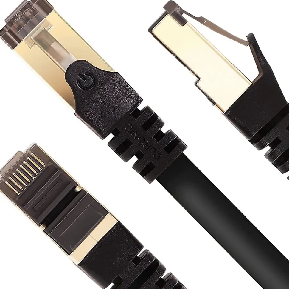 CAT8 BK 1m Câble Ethernet SFTP 2000MHz Transmission de données 40Gb Réseau LAN Internet Connecteurs en or RJ45 Duronic