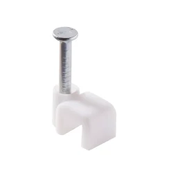 25 cavaliers pour câble électrique 2 fils 4 mm blanc