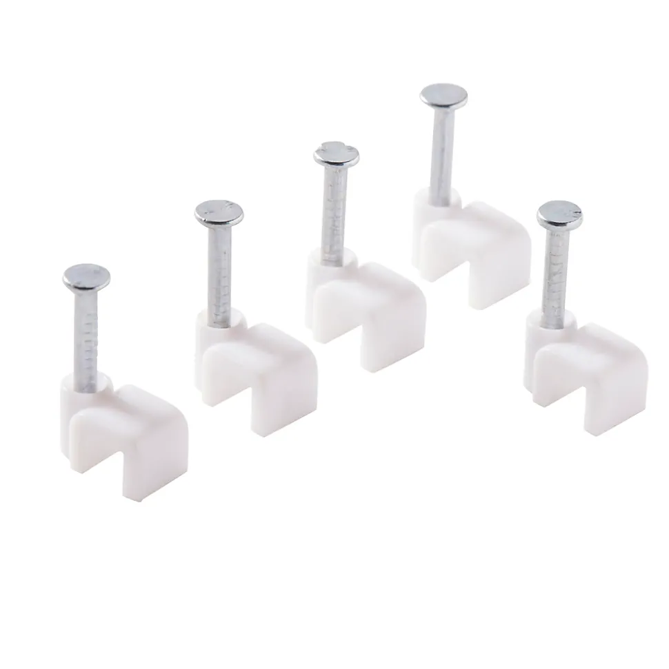 25 cavaliers pour câble électrique 2 fils 4 mm blanc