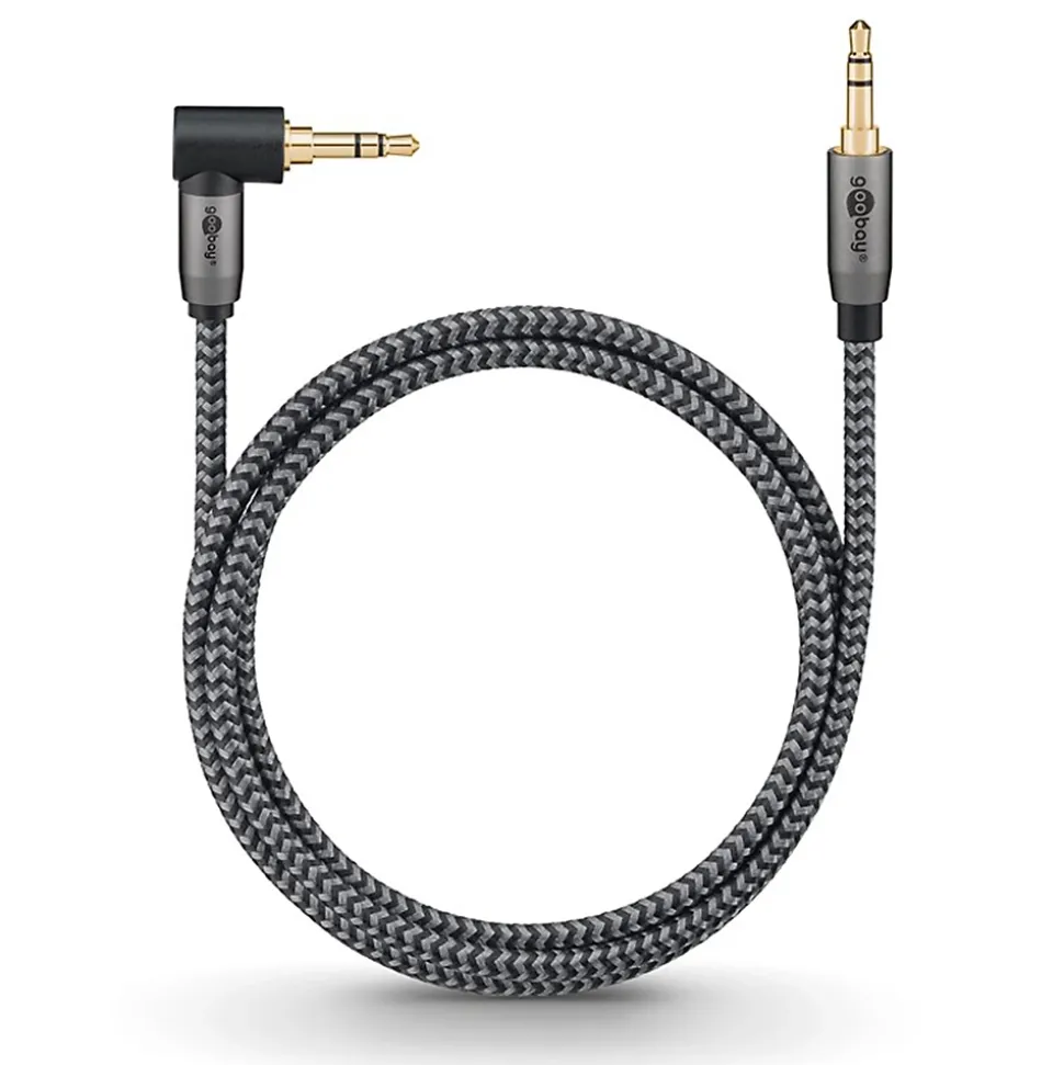 Câble audio Jack 3.5 coudé 90 or 50cm GOOBAY