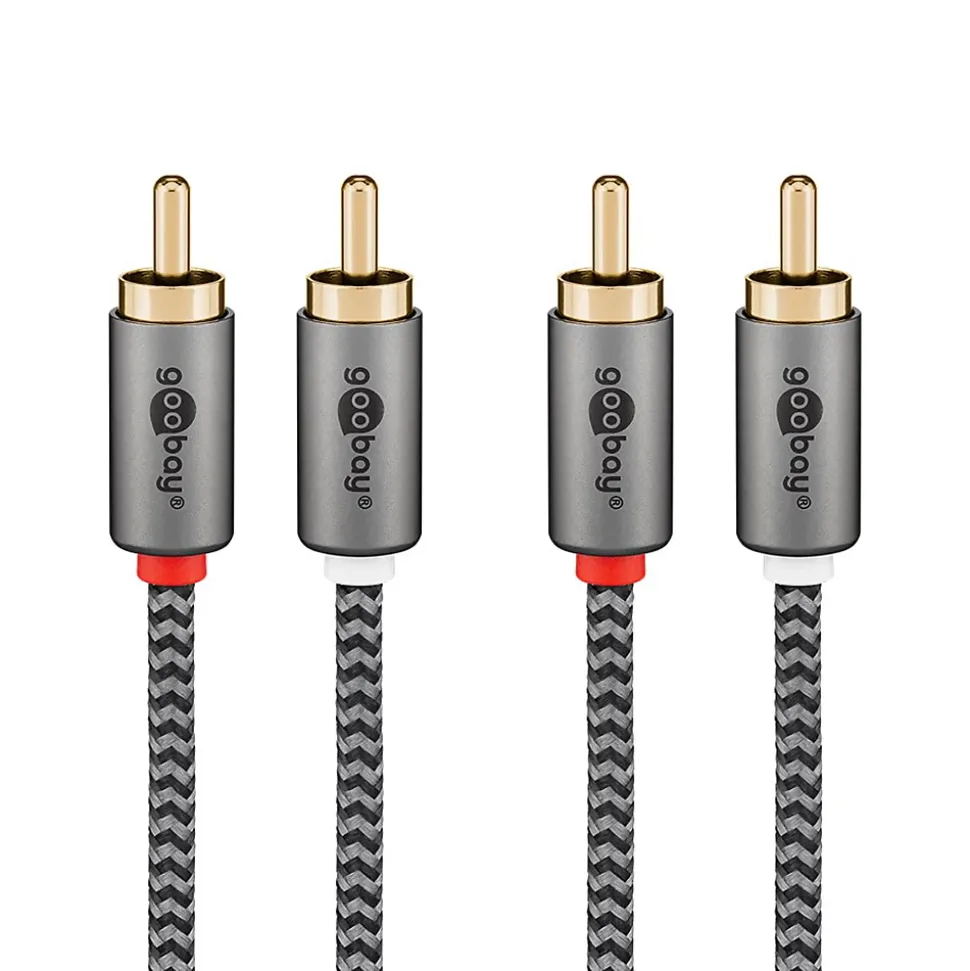 Câble audio 2 RCA mâles gold noir 5 m GOOBAY