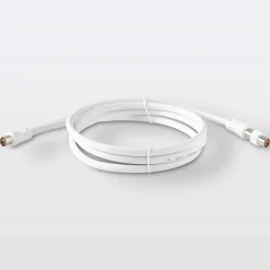 Câble coaxial Blyss blanc 19 VATC nickelé M/F + adaptateur M/M L.1,5 m
