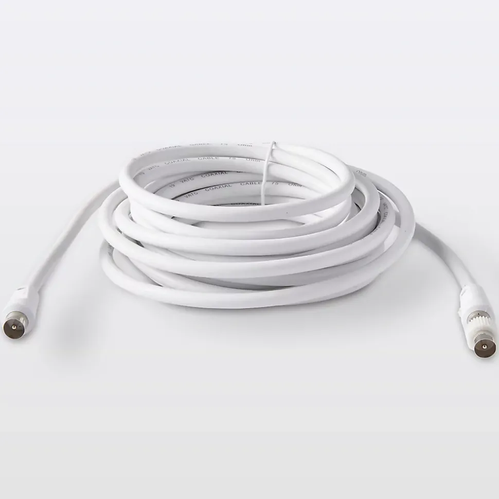 Câble coaxial Mâle / Femelle + adaptateur Mâle / Mâle blanc Blyss, 5 m