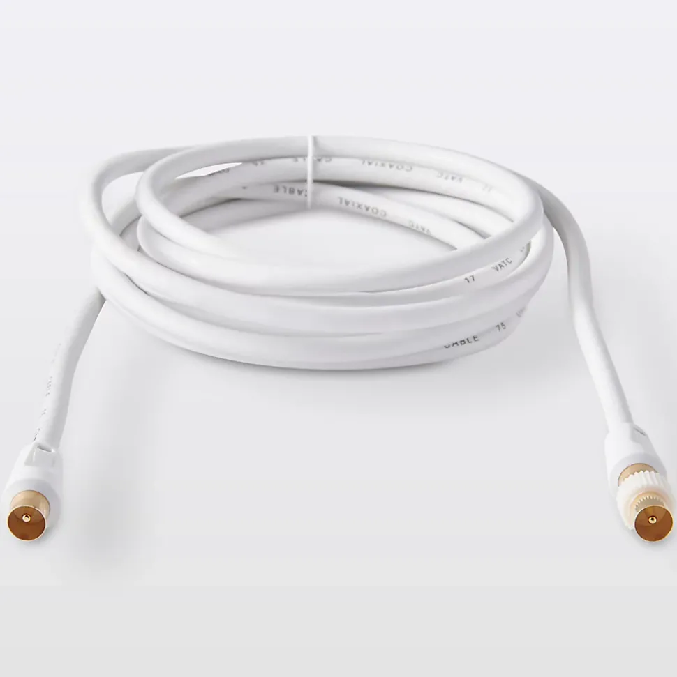 Câble coaxial Mâle / Femelle + adaptateur Mâle / Mâle blanc Blyss Or, 3 m