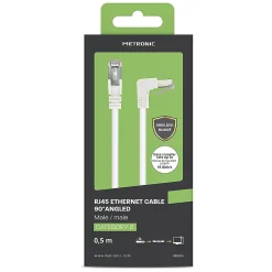 Câble Ethernet RJ45 CAT 6a mâle/mâle coudé - FTP 0,5 m - Metronic 395525