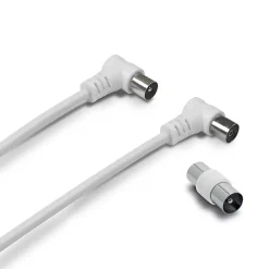 Câble TV coaxial 9,52 mm coudé mâle/fem. + adaptateur 9,52 mm - Metronic 338009