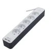 CHACON Bloc multiprise 5 prises 16 A avec 2 ports USB et cable 1,5 m HO5VV-F 3x1,5 mm2 blanc et gris