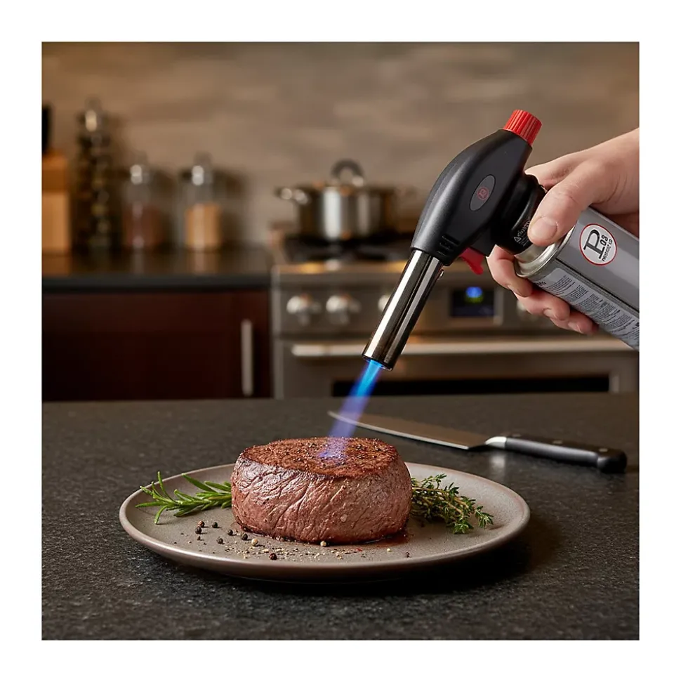 Chalumeau à gaz 180W - 360-C + Cartouche gaz butane 227gr - Chalumeau de cuisine Allumage auto piezo flamme réglable PROWELTEK