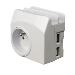 Chargeur universel 2 USB 1 prise 2 ports + Terre 16A Enexo