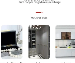 Charnière en cuivre , Mini charnière pliante, charnière pour tiroir, armoire, porte, or