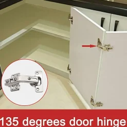 Charnières de porte d'armoire pliantes, 2 pièces, pour armoire de cuisine, 135 degrés (argent)