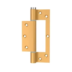 Charnière simple action à ressort, 150X40 mm, en aluminium anodisée or posée totalement en applique