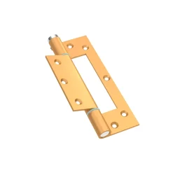 Charnière simple action à ressort, 150X40 mm, en aluminium anodisée or posée totalement en applique