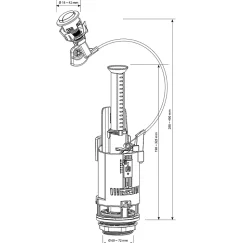 Chasse d'eau + robinet flotteur à ouverture différé Flomasta, double bouton poussoir + câble