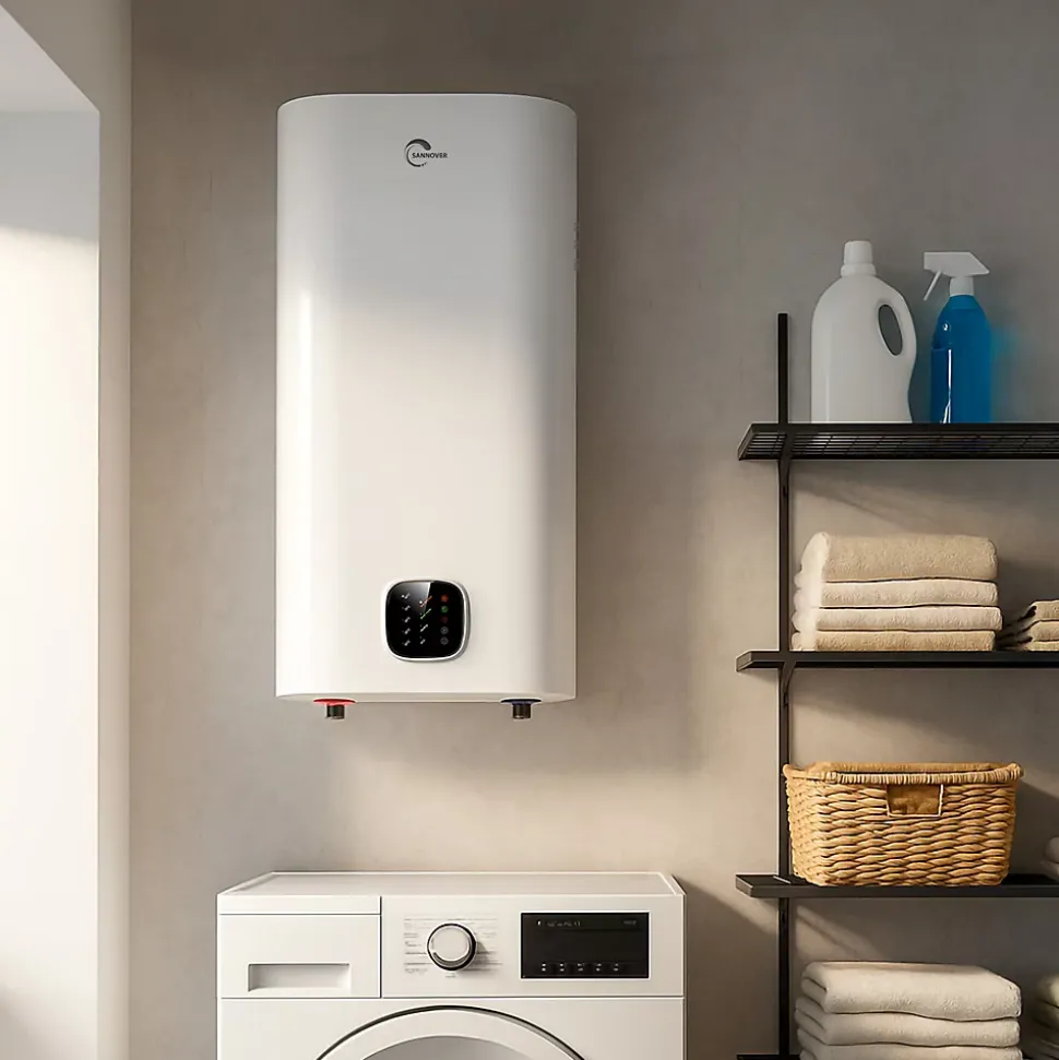 Chauffe Eau Electrique Plat Mural Multipositions Kimoro Sannover 80 Litres + Kit d'Installation Complet NF