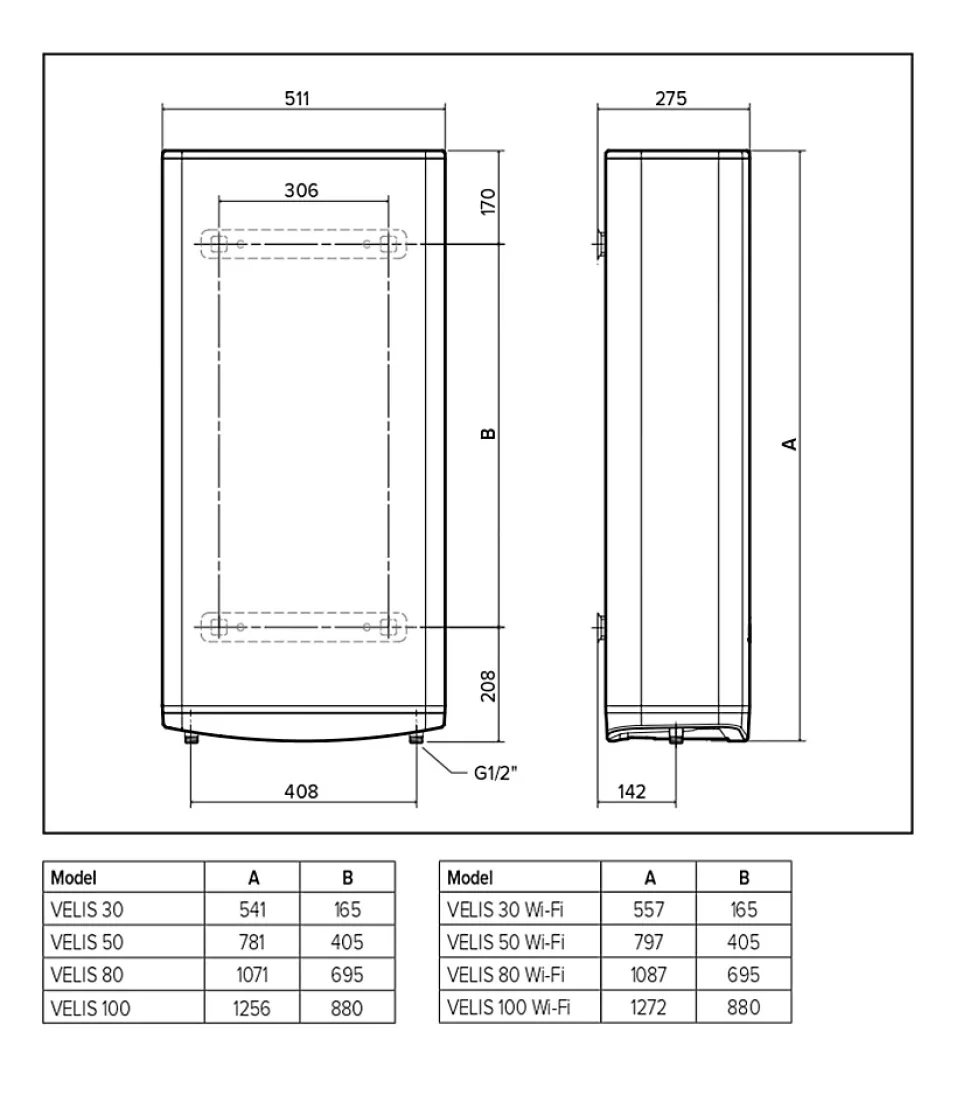 Chauffe-eau électrique Ariston Velis Tech blanc 80L