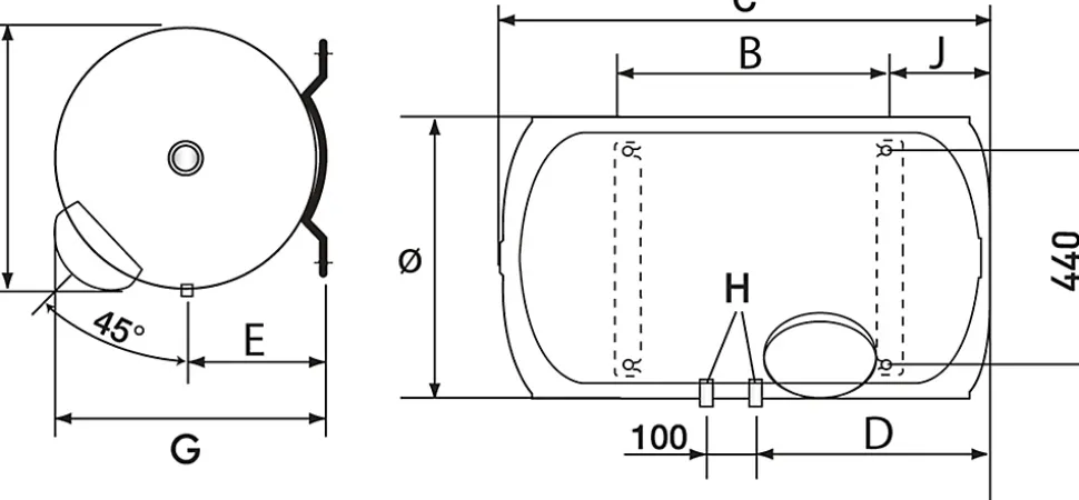 Chauffe eau électrique Blindé Horizontal Mural Initio Ariston 150 L