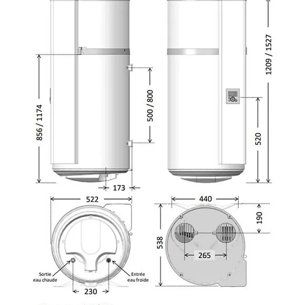 Chauffe-eau thermodynamique Aéromax 5 vertical mural 150L - THERMOR - 296115