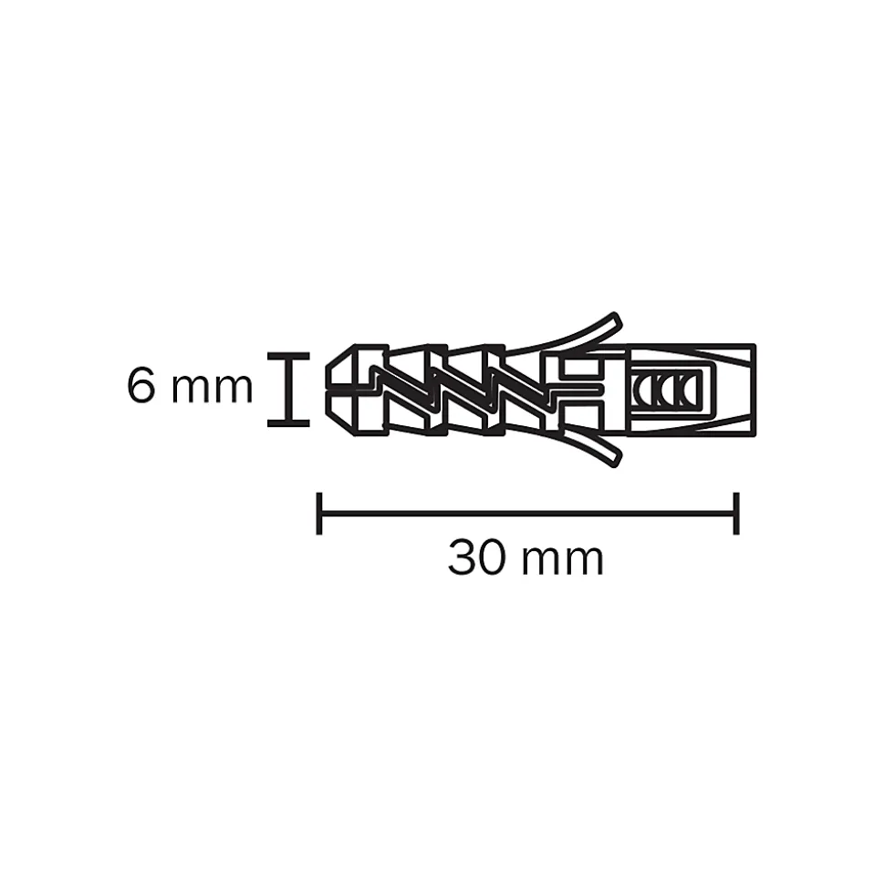 Cheville pour murs pleins vendue par 30 Diall en nylon Ø.6 x L.30 mm