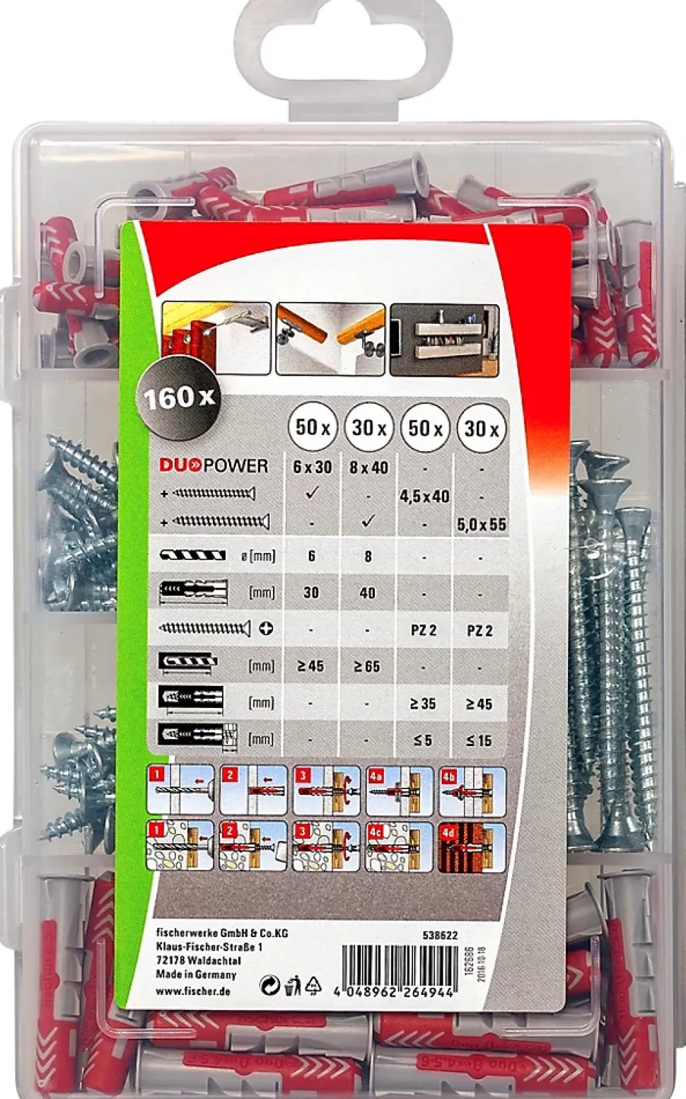 Chevilles Fischer profibox Duopower 160 pièces avec vis