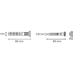 10 chevilles à frapper Diall nylon CS PZ Ø8x60mm