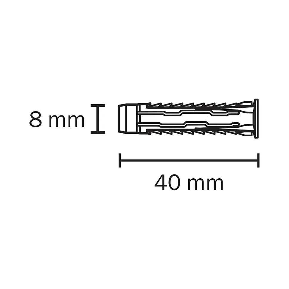 50 chevilles universelles Diall nylon CL Ø8x40mm