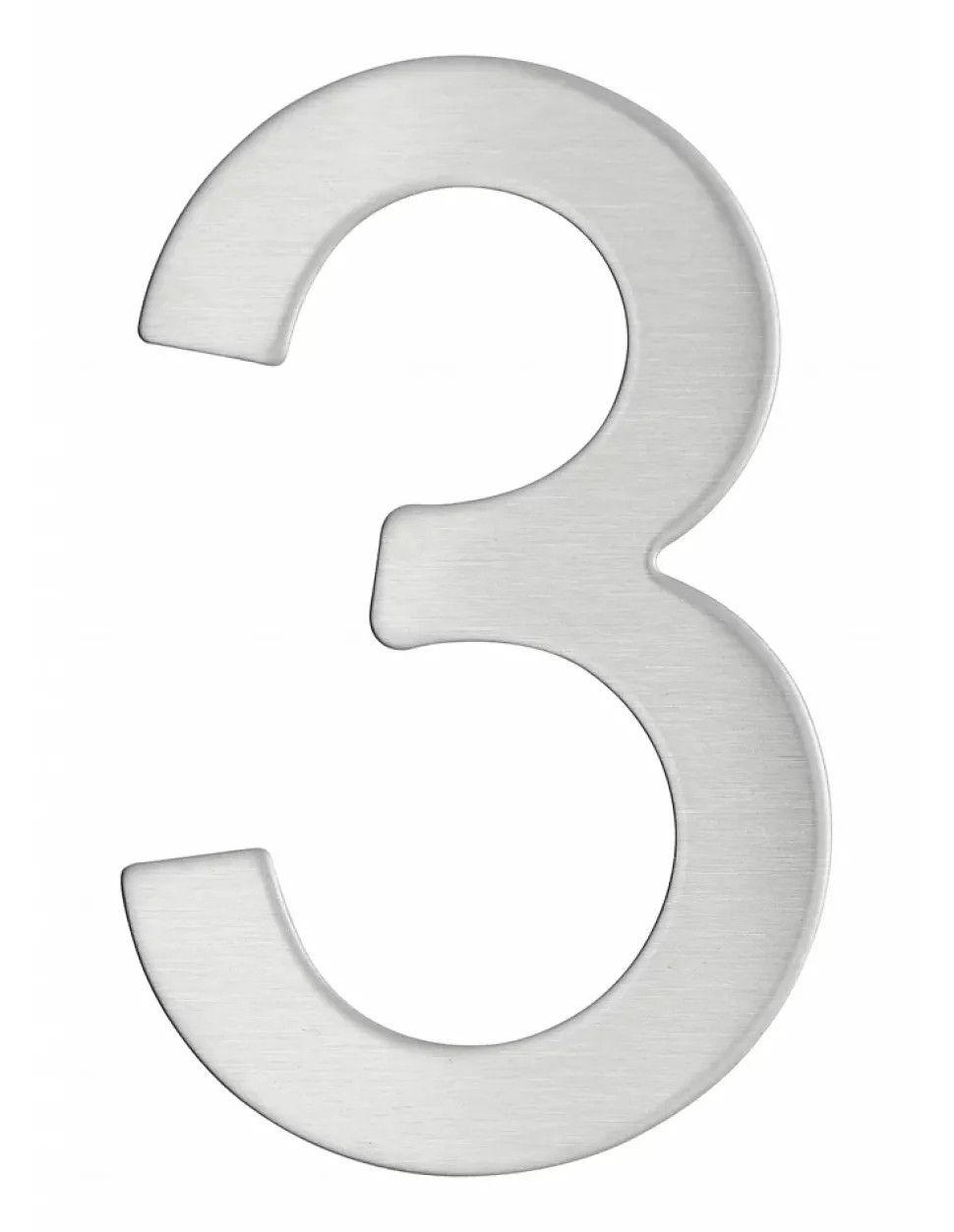 Chiffre 3 adhésif, inox, H.76mm - THIRARD