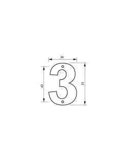 Chiffre 3, laiton, à visser, H.51mm, doré - THIRARD