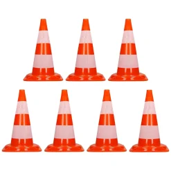 Cône de signalisation routière cône de chantier orange blanc 47 cm 7 pièces