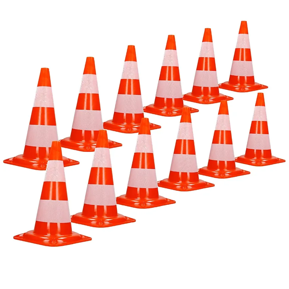 Cône de signalisation routière cône de chantier orange blanc 47 cm 12 pièces