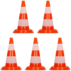 Cônes de signalisation routière cône de chantier orange blanc 47 cm 5 pièces