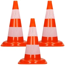 Cônes de signalisation routière cône de chantier orange blanc 47 cm 3 pièces