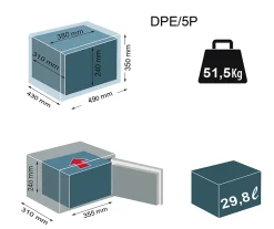Coffre fort ignifuge certifié électronique DPE/5P - 29.8 L - TECHNOMAX