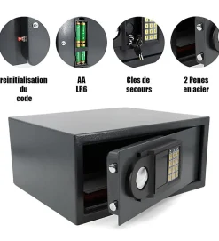 Coffre fort 25L spécial ordinateur portable ouverture serrure électronique Reskal