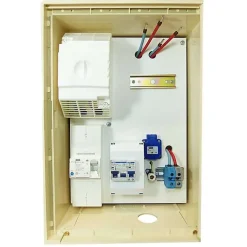 Coffret de chantier monophasé 12 kW - pack complet raccordement aérien 15m conforme ENEDIS avec 1 prise et bornier IP2X