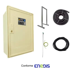 Coffret de chantier triphasé 6/18 kW - pack complet raccordement AIR 15m avec prises 32A 16A conforme ENEDIS