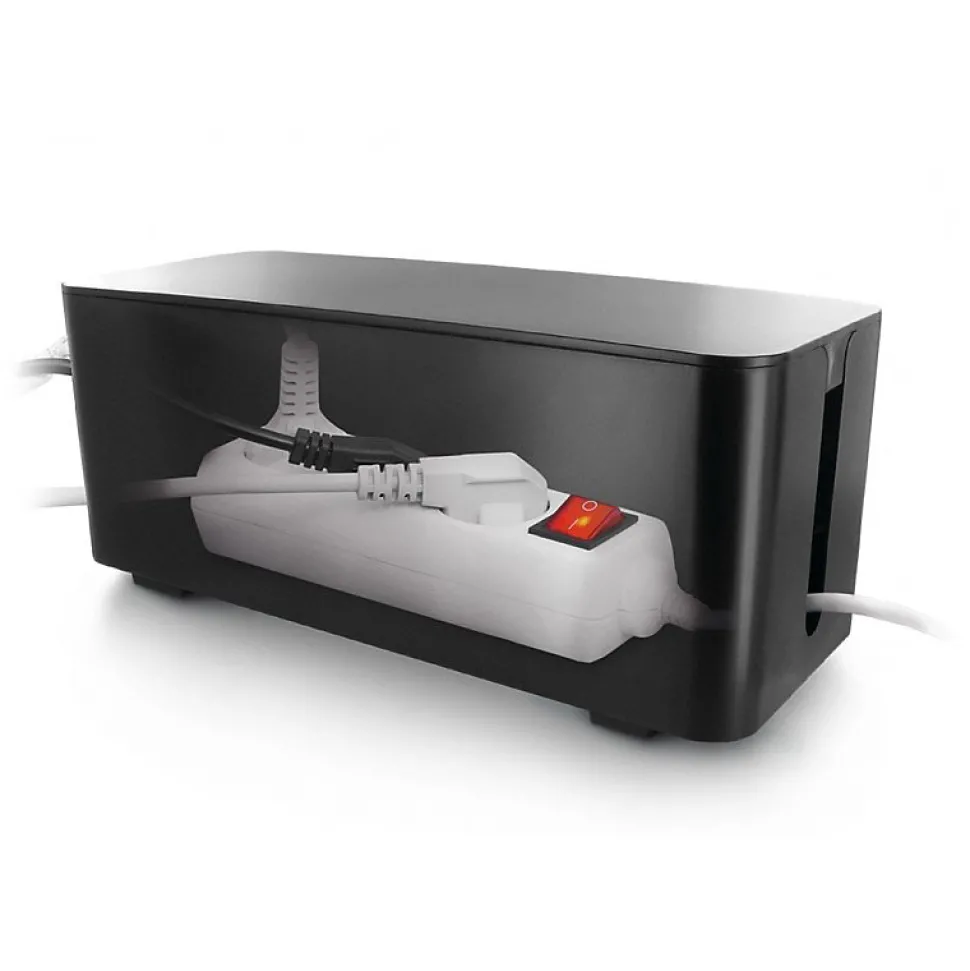 Coffret de rangement câbles et multiprises taille moyenne noir