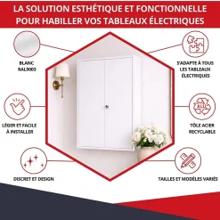 Coffret d'habillage ATOLE en acier avec clé pour tableaux électriques double - H 54 x L 58,5 x P 16 cm - Réf. RCH2T116GSS