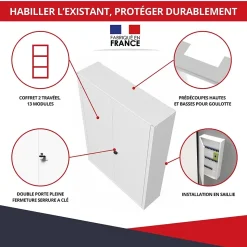 Coffret d'habillage ATOLE en acier avec clé pour tableaux électriques double - H 54 x L 58,5 x P 16 cm - Réf. RCH2T416GSS