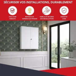 Coffret d'habillage ATOLE en acier avec clé pour tableaux électriques double - H 54 x L 58,5 x P 16 cm - Réf. RCH2T516GSS
