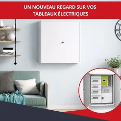 Coffret d'habillage ATOLE en acier avec clé pour tableaux électriques double - H 54 x L 58,5 x P 16 cm - Réf. RCH2T216GSS