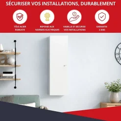 Coffret d'habillage ATOLE 13 modules en acier blanc avec serrure à clef - H 790 x L 340 x P 140 mm - Réf. RCH300GSS