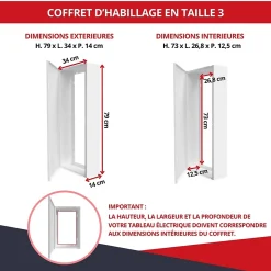 Coffret d'habillage ATOLE 13 modules en acier blanc avec serrure à clef - H 790 x L 340 x P 140 mm - Réf. RCH300GSS
