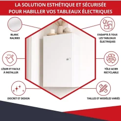 Coffret d'habillage ATOLE 13 modules en acier blanc avec serrure à clef - H 1170 x L 340 x P 140 mm - Réf. RCH600GSS