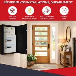 Coffret d'habillage ATOLE 13 modules en acier noir pour tableaux éléctriques - H 1040 x L 340 x P 140 mm - Réf. RCH500NR